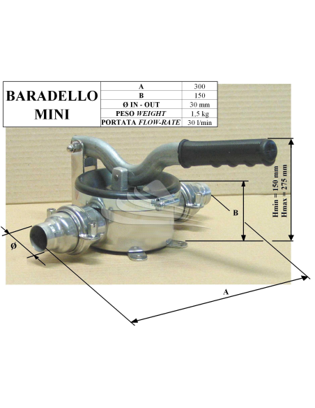 BINDA POMPA BARADELLO MINI A AISI 304 AT