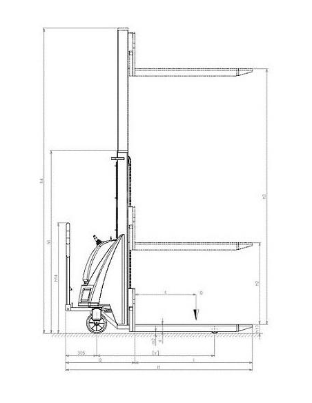 PRAMAC TX12/35 - Disegno tecnico con vista di profilo
