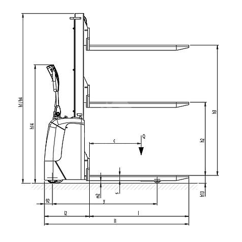 PRAMAC RX10/16 - Disegno tecnico con vista di profilo