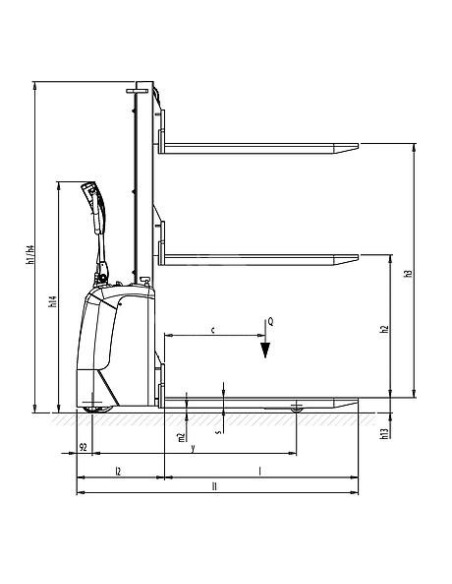 PRAMAC RX10/16 - Technical drawing with profile view