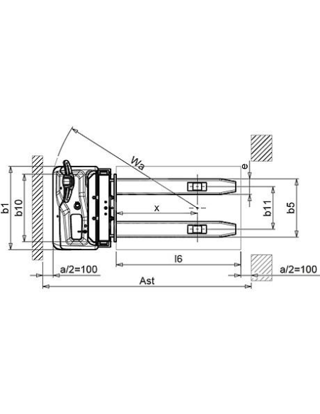 PRAMAC GX12/35 BASIC - Technical drawing with top view