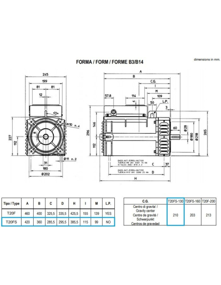 MECC ALTE T20F ALTERNATORE TRIFASE CONDENSATORE