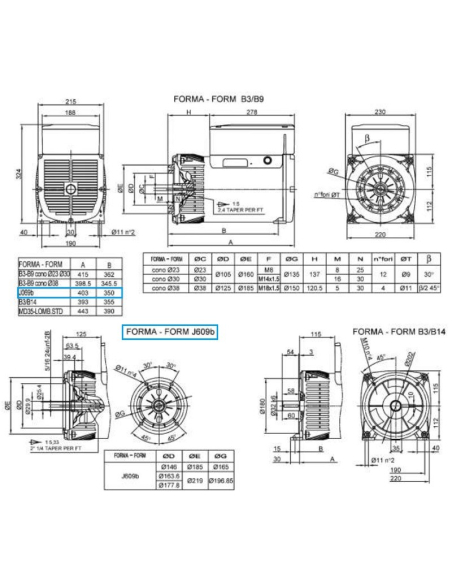 LINZ E1E11M B Single-phase alternator 115V/230V 10 kVA 50 Hz AVR