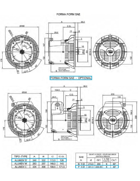 LINZ ALUMEN SB Single-phase alternator 3.5 kVA 50 Hz with Damping Cage
