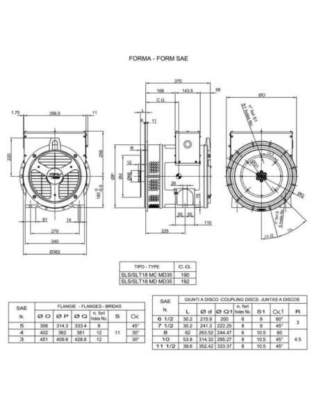 LINZ SLS18 MC Alternatore Monofase Sincrono 12 kVA 60 Hz AVR