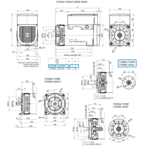 LINZ E1S10M H KE Alternatore Trifase 230V/400V 5.5 kVA 50 Hz AVR+Compound