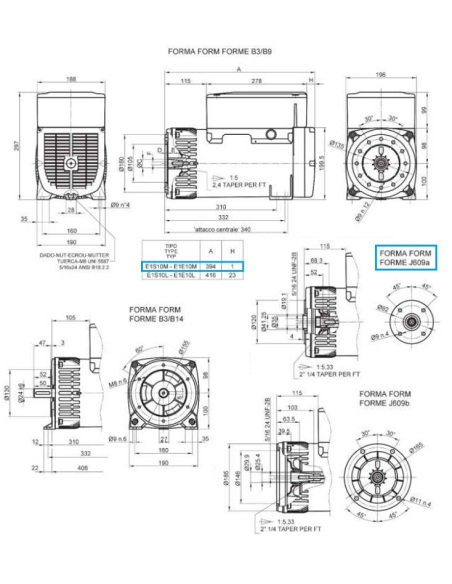 LINZ E1S10M H KE Three-phase alternator 230V/400V 5.5 kVA 50 Hz AVR + Compound