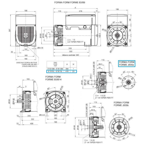 LINZ E1S10L L KE Alternatore Trifase 277V/480V 11 kVA 60 Hz AVR+Compound
