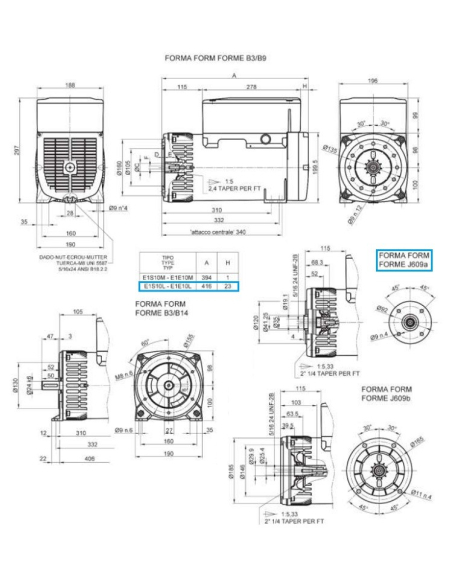 LINZ E1S10L L KE Three-phase alternator 277V/480V 11 kVA 60 Hz AVR + Compound