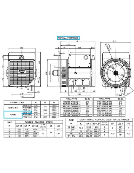 LINZ PRO18S A/4 Alternatore Trifase 4 poli 20 kVA 50 Hz AVR