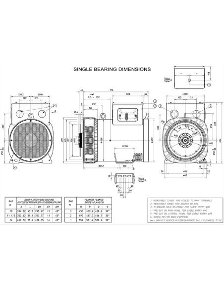 MECC ALTE ECP34-1M/4 C-TYPE ALTERNATORE TRIFASE 125 KVA AVR