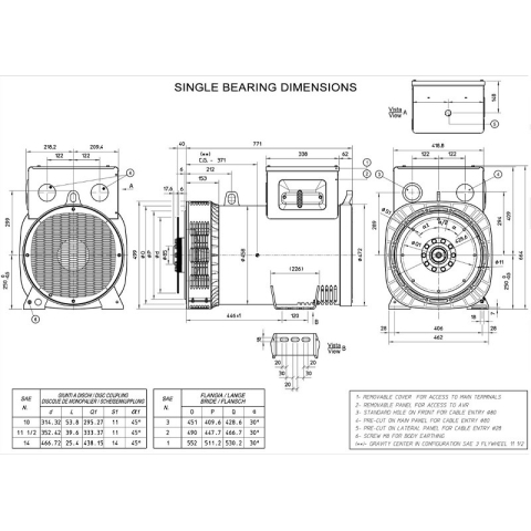 MECC ALTE ECP34-2L/4 C-TYPE THREE PHASE ALTERNATOR 165 KVA AVR