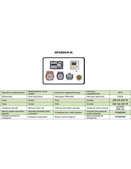GRUPPO ELETTROGENO GP44SH-K-N SILENZIATO CON QUADRO MANUALE