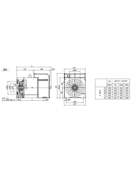 MECC ALTE ECP3-3S/2 THREE PHASE ALTERNATOR 12.5 KVA AVR