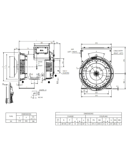 MARELLIMOTORI ALTERNATOR 10KVA MXB-E 160 XA4