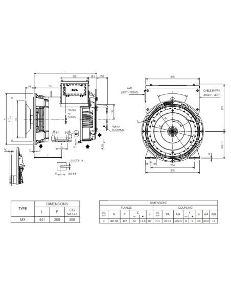 MARELLIMOTORI ALTERNATOR 15KVA MXB-E 160 MX4