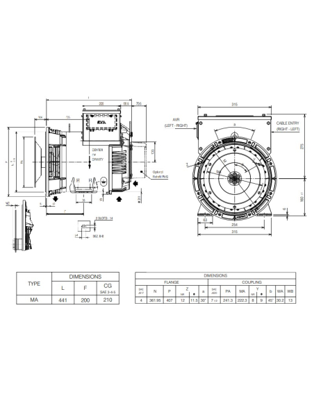 MARELLIMOTORI ALTERNATOR 17,5KVA MXB-E 160 MA4