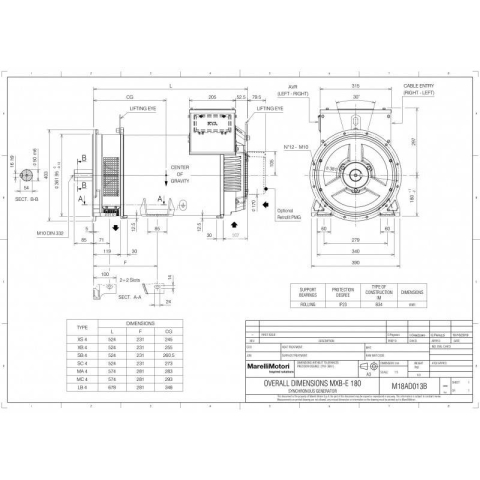 MARELLIMOTORI ALTERNATORE 50KVA MXB-E 180 MC4