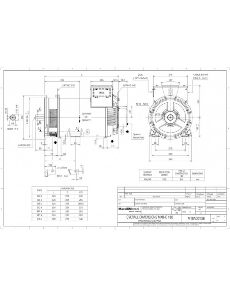 MARELLIMOTORI ALTERNATORE 50KVA MXB-E 180 MC4