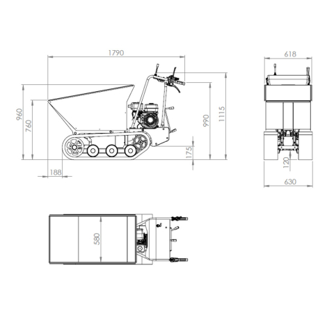 Carrello Cingolato Fastverdini Minidumper tm500DI