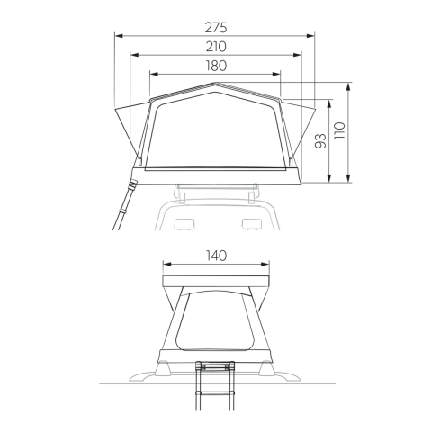Dometic tenda Gonfiabile Roof Tent TRT 140 AIR Dimensioni