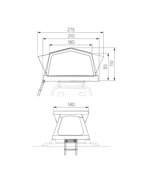 Dometic tenda Gonfiabile Roof Tent TRT 140 AIR Dimensioni