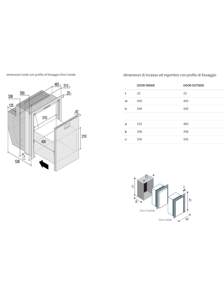 VITRIFRIGO DW51 OCX2 RFX frigo a Cassetto
dimensioni