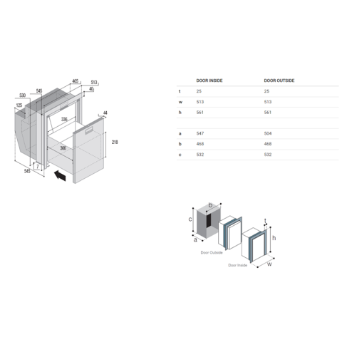 VITRIFRIGO DW62 OCX2 DRINKS dimensions