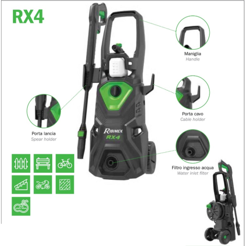 RIBIMEX PRNHP04 Idropulitrice RX4 2200W 480LT