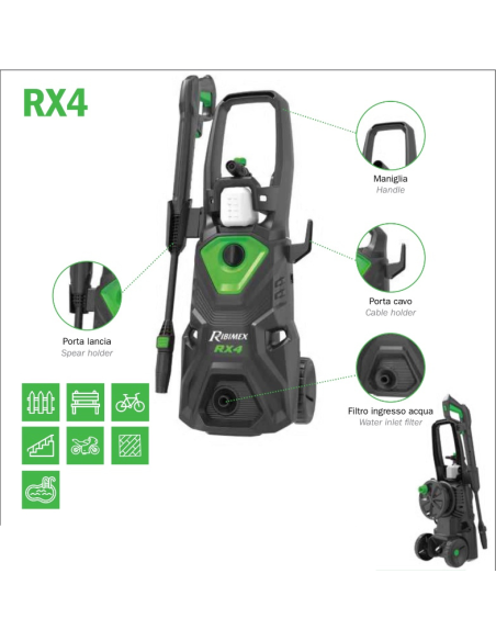 RIBIMEX PRNHP04 Pressure Washer RX4 2200W 480LT