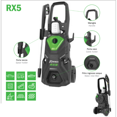 RIBIMEX PRNHP05 Idropulitrice a induzione RX5 2200W 460LT
