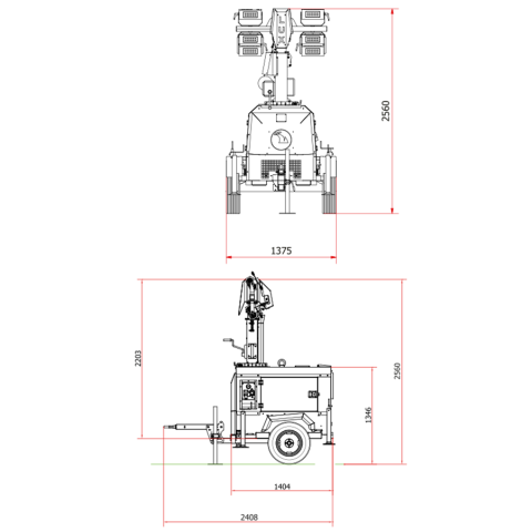 Noleggio Torre Faro LUXTOWER LUXM11 LED 8.5 Metri con Generatore 3.5 kVA