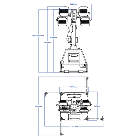 LUXTOWER LUX C23Battery Light Tower LED 4x100W