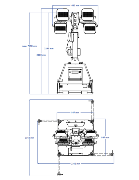 LUXTOWER LUX C23Battery Light Tower LED 4x100W