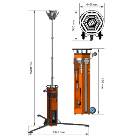 LUXTOWER LUXS11 Light Tower LED IP65 6x80W