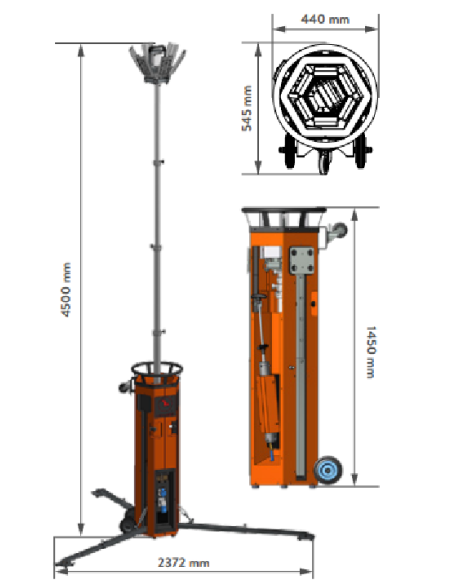 LUXTOWER LUXS11 Light Tower LED IP65 6x80W