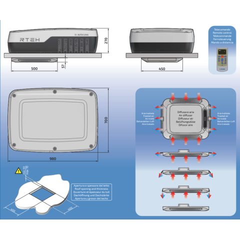 AUTOCLIMA RTEH18 Condizionatore Veicolare 2100W con Pompa di calore