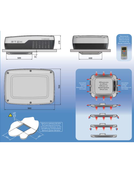 AUTOCLIMA RTEH18 Condizionatore Veicolare 2100W con Pompa di calore