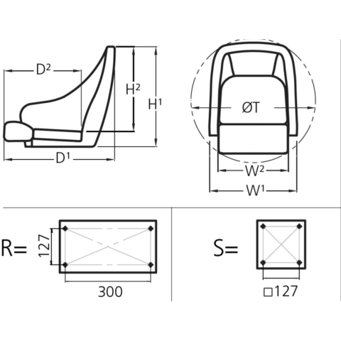 Vetus Seat Master Sedile per Barche in acciaio Bianco