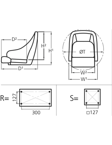 Vetus Seat Master Sedile per Barche in acciaio Bianco