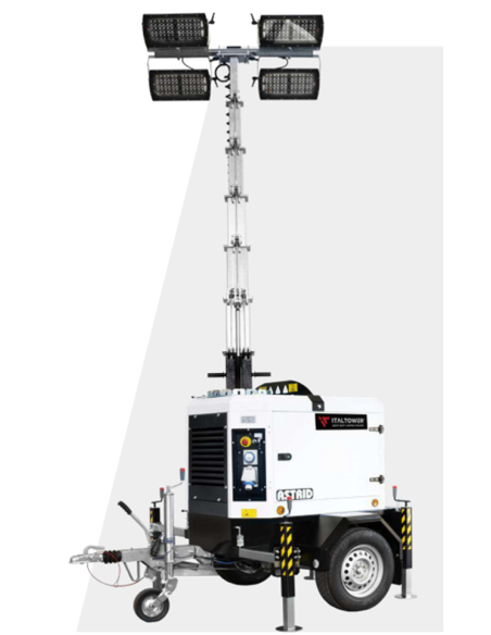 ITALTOWER ASTRID PRO ST-LY 4x320W LED Light Tower with Slow Trolley and Generator